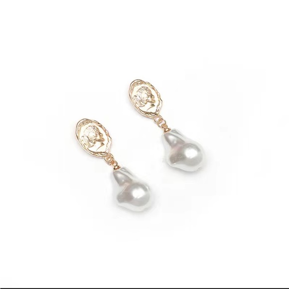 Gold and Pearl Lightweight Drop Earrings - Picture 2 of 5